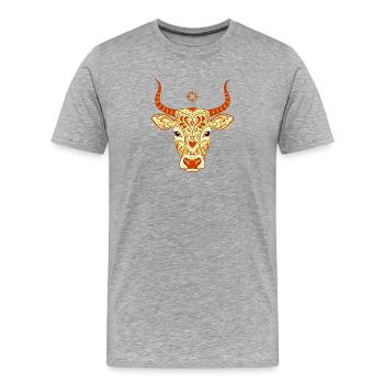 Sacred Cow , Artistic Illustration - Men's Premium Organic T-Shirt - heather grey - Front - Damien (186cm)