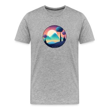Sérénité des Montagnes Pastel - T-shirt bio Premium Homme - gris chiné - Devant - Damien (186cm)