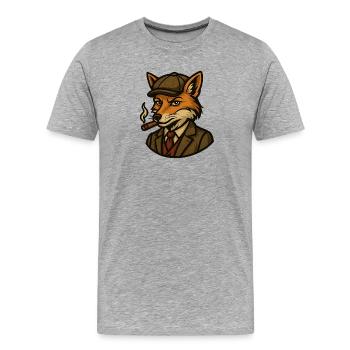 Fuchs mit Zigaretten - Vintage Style - Männer Premium Bio T-Shirt - Grau meliert - Vorne - Damien (186cm)