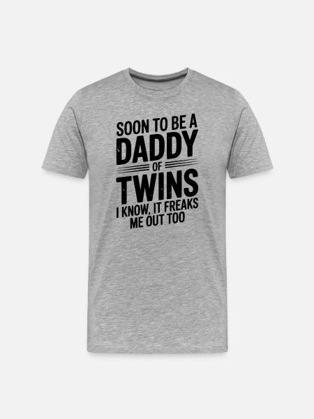 Bald Vater von Zwillingen - Männer Premium Bio T-Shirt - Grau meliert