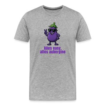 Aubergine - Tout est facile - T-shirt bio Premium Homme - gris chiné - Devant - Damien (186cm)