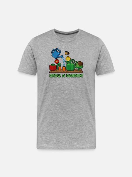 Pixel Garden : Planter et cultiver - T-shirt bio Premium Homme - gris chiné