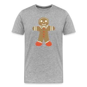 Lebkuchenmann Keks Keks - Männer Premium Bio T-Shirt - Grau meliert - Vorne - Damien (186cm)