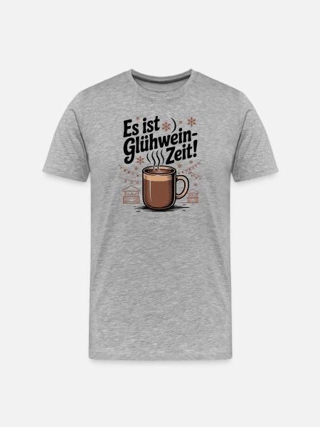 Es ist Glühweinzeit! - Männer Premium Bio T-Shirt - Grau meliert