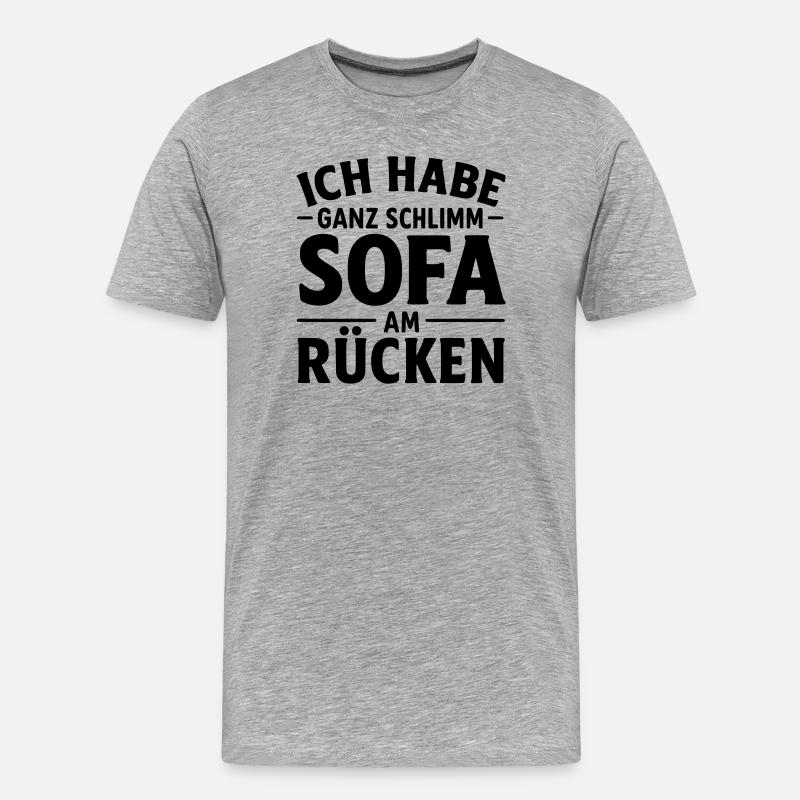 sofa am rücken - Männer Premium Bio T-Shirt - Grau meliert