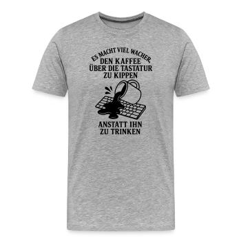 Clavier à café stimulant - T-shirt bio Premium Homme - gris chiné - Devant - Damien (186cm)