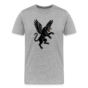 Black winged panther in flight - Men's Premium Organic T-Shirt - heather grey - Front - Damien (186cm)