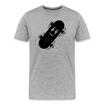 Lachendes Skateboard | Lustiger Skater Cartoon - Männer Premium Bio T-Shirt - Grau meliert - Vorne - Damien (186cm)
