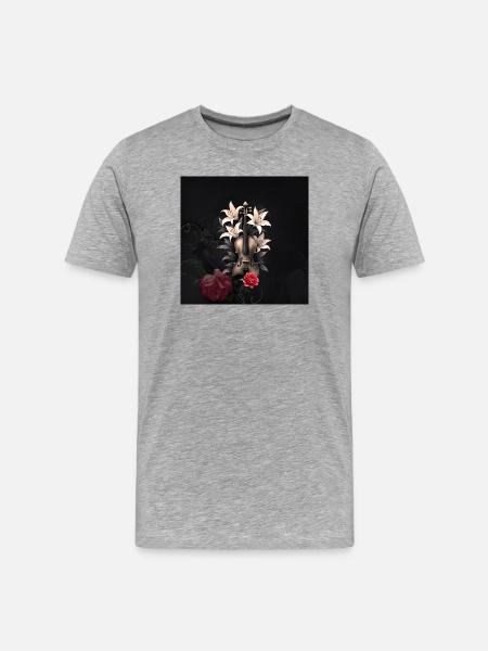Violin in Lilies and Night Roses - Men's Premium Organic T-Shirt - heather grey