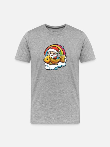 Goldfische Weihnachtsmann Weihnachten - Männer Premium Bio T-Shirt - Grau meliert