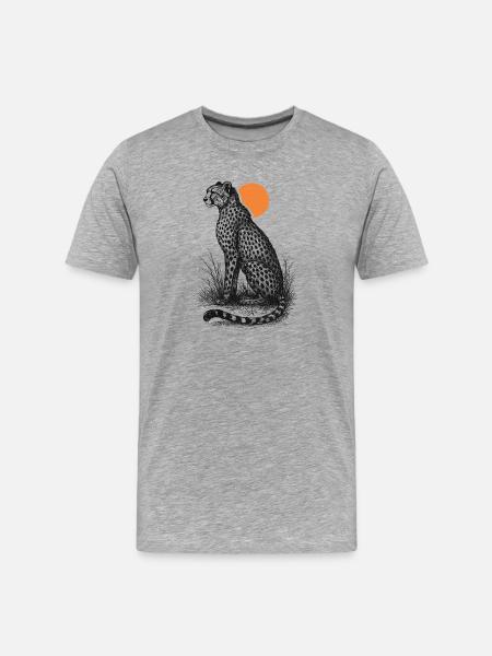 Cheetah at sunset - Men's Premium Organic T-Shirt - heather grey