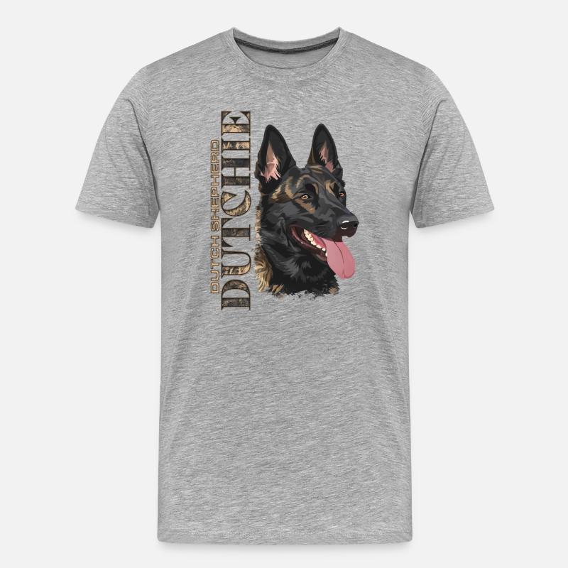 Dutchie - Holländischer Schäferhund - Männer Premium Bio T-Shirt - Grau meliert