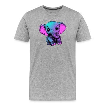 Néon éléphant Pop Art Couleurs - T-shirt bio Premium Homme - gris chiné - Devant - Damien (186cm)