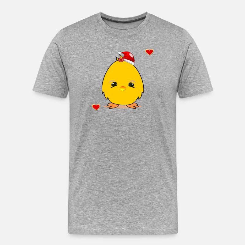 Weihnachtsküken Weihnachten Herz - Männer Premium Bio T-Shirt - Grau meliert