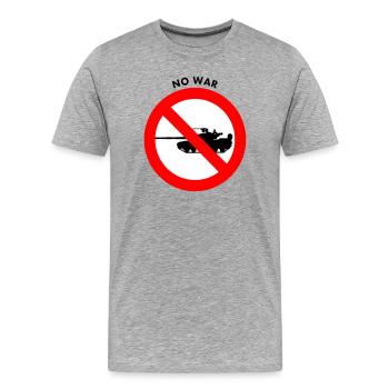 No war - Men's Premium Organic T-Shirt - heather grey - Front - Damien (186cm)