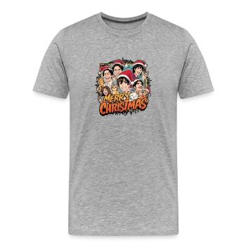 Merry Christmas Characters Manga Cartoon - Men's Premium Organic T-Shirt - heather grey - Front - Damien (186cm)