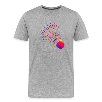 Colourful badminton – dynamic badminton motif - Men's Premium Organic T-Shirt - heather grey - Front - Damien (186cm)