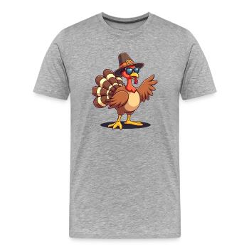 Thanksgiving Funny Thanksgiving Turkey - Men's Premium Organic T-Shirt - heather grey - Front - Damien (186cm)