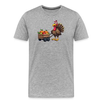 Thanksgiving Funny Thanksgiving Turkey - Men's Premium Organic T-Shirt - heather grey - Front - Damien (186cm)