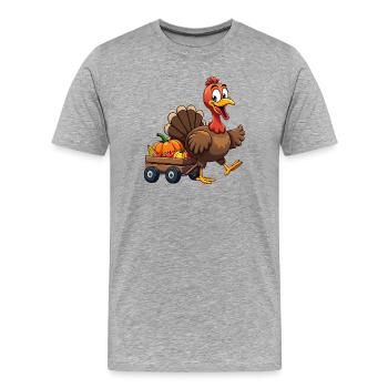 Thanksgiving Funny Thanksgiving Turkey - Men's Premium Organic T-Shirt - heather grey - Front - Damien (186cm)