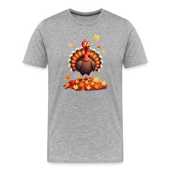Thanksgiving Funny Thanksgiving Turkey - Men's Premium Organic T-Shirt - heather grey - Front - Damien (186cm)