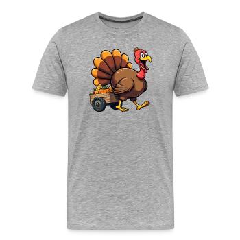 Thanksgiving Drôle Dinde de Thanksgiving - T-shirt bio Premium Homme - gris chiné - Devant - Damien (186cm)