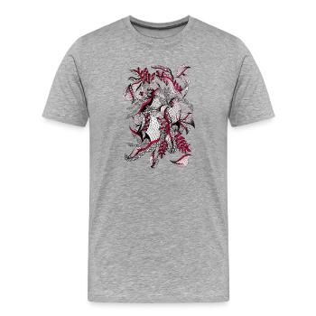 Ornement réticulé rouge - T-shirt bio Premium Homme - gris chiné - Devant - Damien (186cm)