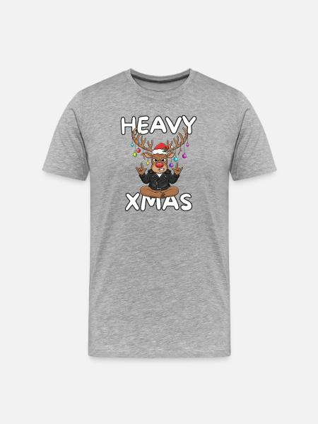 Heavy Xmas Reindeer Cartoon - Men's Premium Organic T-Shirt - heather grey