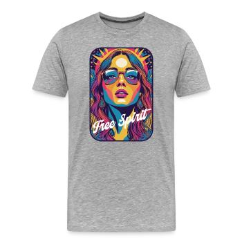 Kandi PLUR Rave Freigeist Pop Art - Männer Premium Bio T-Shirt - Grau meliert - Vorne - Damien (186cm)
