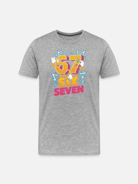 Six Seven Cartoon Character Design - Men's Premium Organic T-Shirt - heather grey