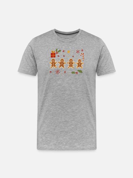 Gingerbread Holiday Cheer, Xmas  - Men's Premium Organic T-Shirt - heather grey