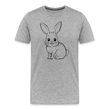 Bunny Rabbit T-shirt Gift - Men's Premium Organic T-Shirt - heather grey - Front - Damien (186cm)