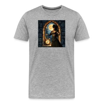 Viktorianischer Mond im Steinturm - Männer Premium Bio T-Shirt - Grau meliert - Vorne - Damien (186cm)