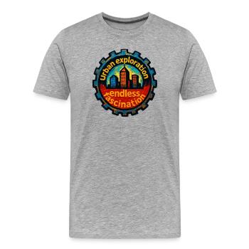 Urbex - Exploration Urbaine - T-shirt bio Premium Homme - gris chiné - Devant - Damien (186cm)