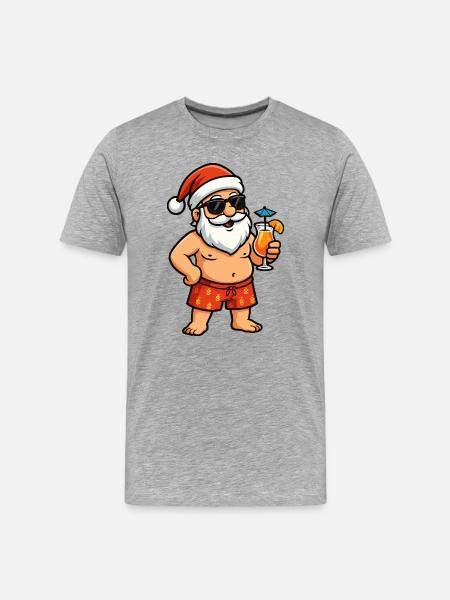 Strand-Santa Cocktail - Männer Premium Bio T-Shirt - Grau meliert