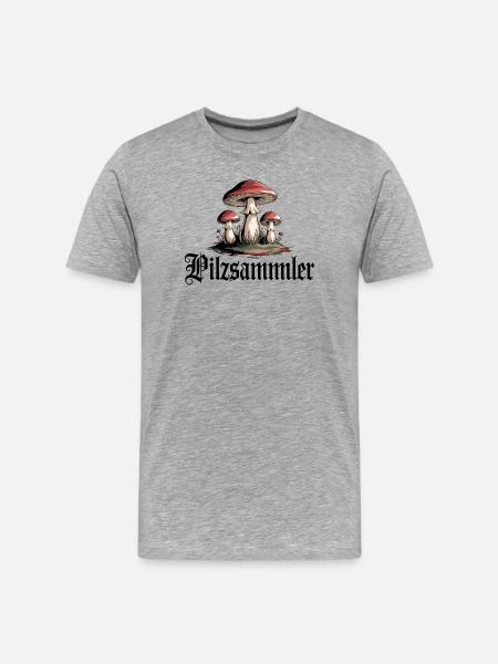 Mystische Pilzlandschaft Wald Motiv - Männer Premium Bio T-Shirt - Grau meliert
