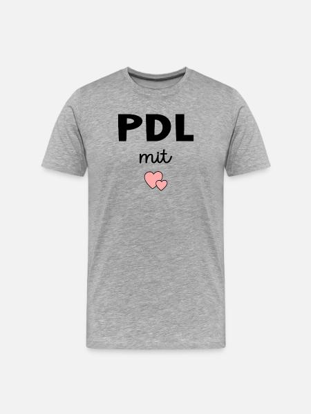 PDL Pflegedienstleitung mit Herz - Männer Premium Bio T-Shirt - Grau meliert