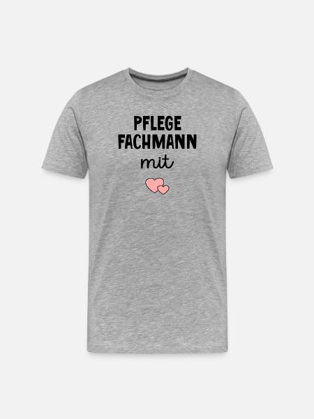 Pflege Pflegefachmann mit Herz - Männer Premium Bio T-Shirt - Grau meliert