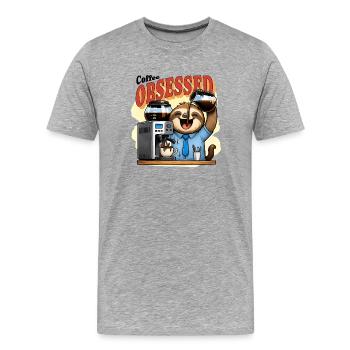 Coffee Obsessed Sloth Caffeine - Men's Premium Organic T-Shirt - heather grey - Front - Damien (186cm)