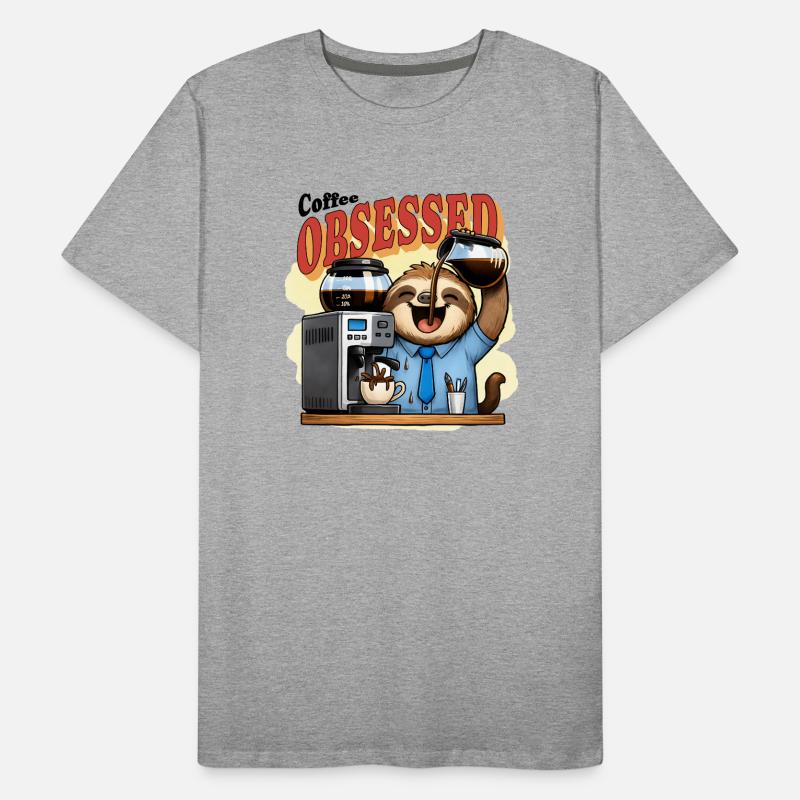 Coffee Obsessed Sloth Caffeine Men's Premium Organic T-Shirt