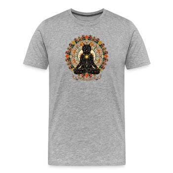 Natur Mandala Katze Wicca Esoterik - Männer Premium Bio T-Shirt - Grau meliert - Vorne - Damien (186cm)