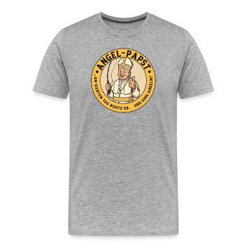 Der Angel-Papst - Lustiges Motiv für Angler - Männer Premium Bio T-Shirt - Grau meliert - Vorne - Damien (186cm)