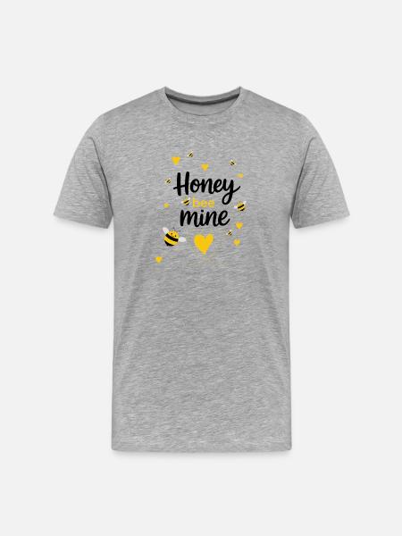 Honey bee Mine - Bees & Yellow Heart - Men's Premium Organic T-Shirt - heather grey