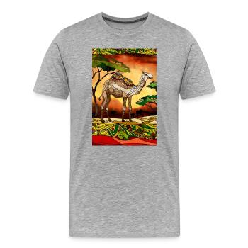 Chameau - T-shirt bio Premium Homme - gris chiné - Devant - Damien (186cm)