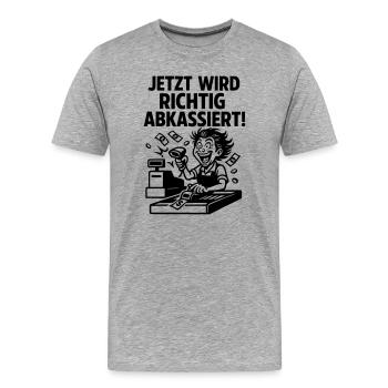 caisse caisse supermarché - T-shirt bio Premium Homme - gris chiné - Devant - Damien (186cm)