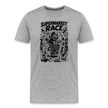 Supermarket Race Kids Funny - Men's Premium Organic T-Shirt - heather grey - Front - Damien (186cm)