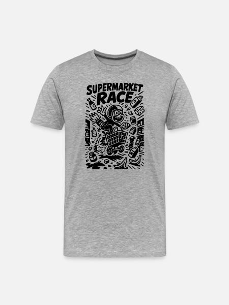 Supermarkt Rennen Kinder Witzig - Männer Premium Bio T-Shirt - Grau meliert