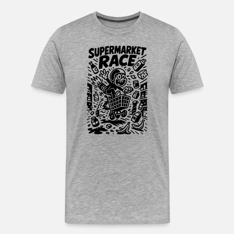 Supermarkt Rennen Kinder Witzig - Männer Premium Bio T-Shirt - Grau meliert