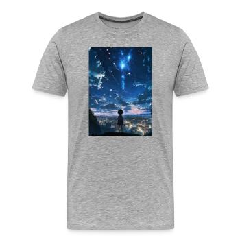 Rêve nocturne sur la ville - T-shirt bio Premium Homme - gris chiné - Devant - Damien (186cm)