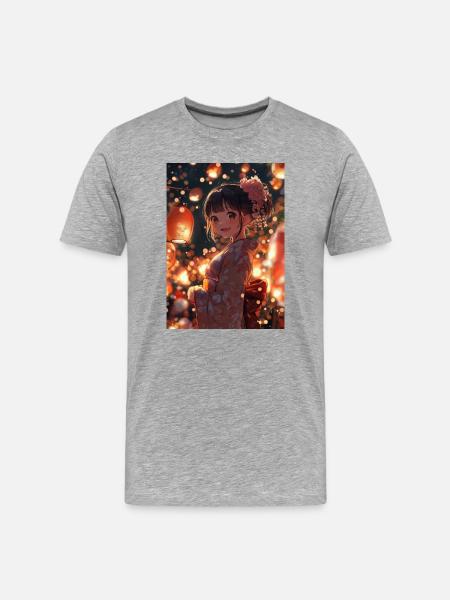 Luminous yukata festival night - Men's Premium Organic T-Shirt - heather grey